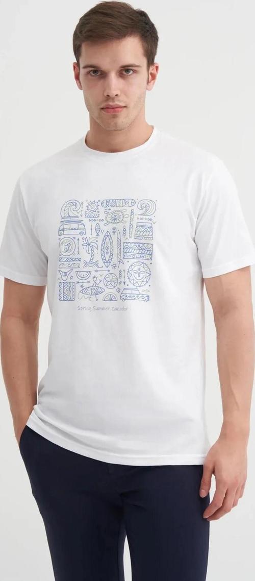 Bisiklet Yaka Regular Fit Pamuklu Baskılı Tişört