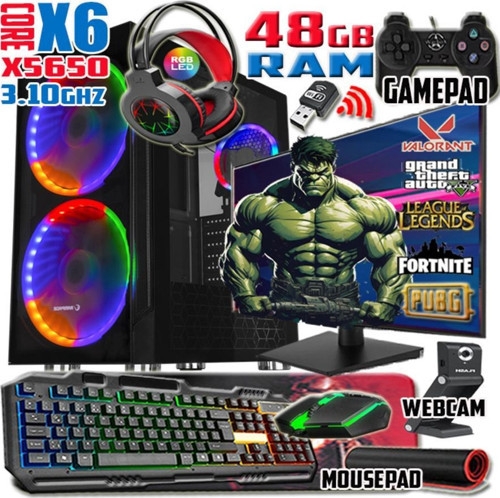 Hulk Xeon X5650 48gb Ram 512gb Ssd Rx 550-4gb E.kartı 24" Monitör Gaming