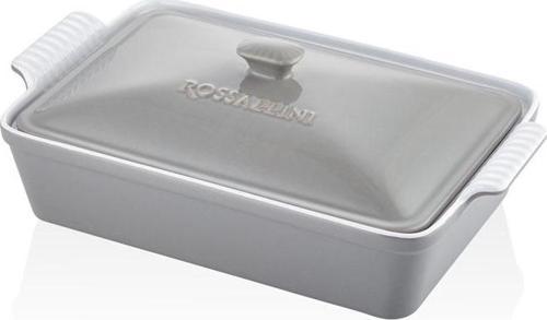 Rossallını Lıfe Buyuk Dıkdortgen Kapaklı Grı Fırın Kabı 38X23X8,5 Cm