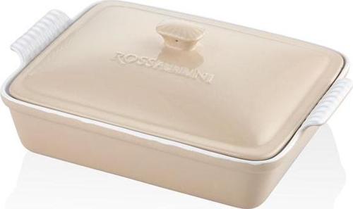 Rossallını Lıfe Dıkdortgen Kapaklı Bej Fırın Kabı 33X23X7 Cm