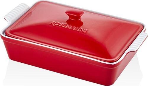 Rossallını Lıfe Buyuk Dıkdortgen Kapaklı Kırmızı Fırın Kabı 38X23X8,5 Cm