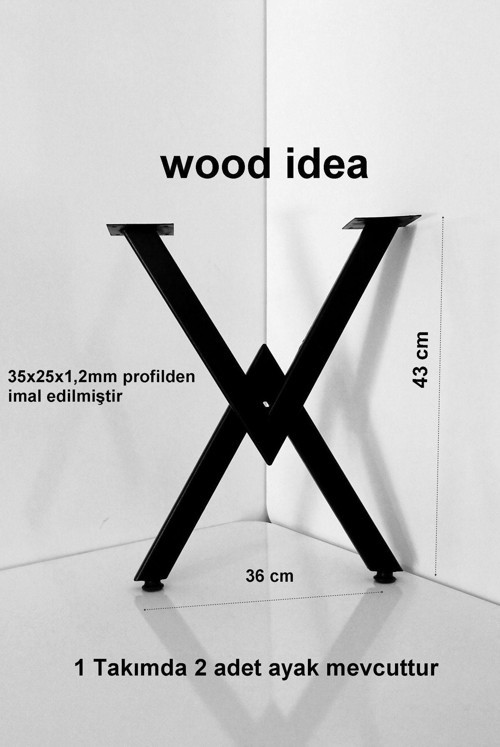 Wood İdea Metal Sehpa Ayakları Bench Ayağı Retro Model Ayak Dekoratif Ahşap Kütük Masif Zigon Ayağı