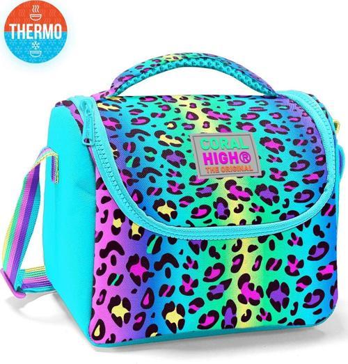 Kids Renkli Leopar Desenli Thermo Beslenme Çantası 11785
