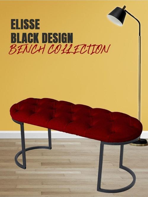 Elisse Bordo Bench Metal Ayaklı Kapitoneli Model Oval Puf