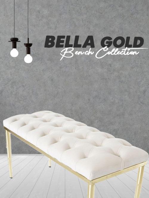 Bella Gold Bench Kapitoneli Chester Model Krem Puf 40x100 cm