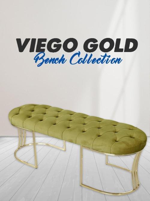 Viego Gold Hardal Puf Luxery Metal Gold Ayak Chester Model Yatak Ucu Bench