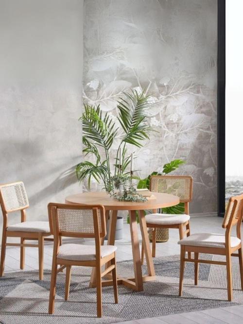 Visby Beyaz Sedef Natural Ahşap Bohem Sandalye