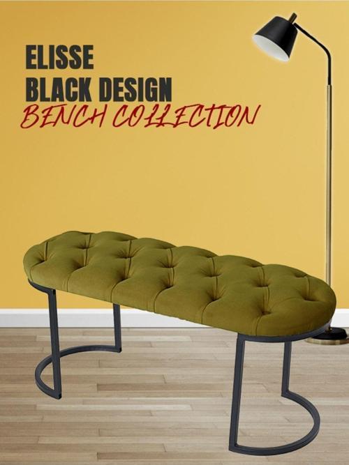 Elisse Hardal Bench Metal Ayaklı Kapitoneli Model Oval Puf