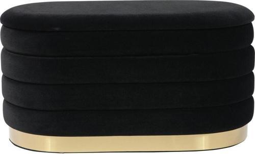 Lungo Long Line Siyah Puf Luxery Gold Kaplama Dekoratif Puf Koltuk 40x90 cm