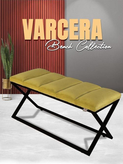 Varcera Sliced Hardal Puf Çapraz Metal Ayaklı, Dilimli Model Bench