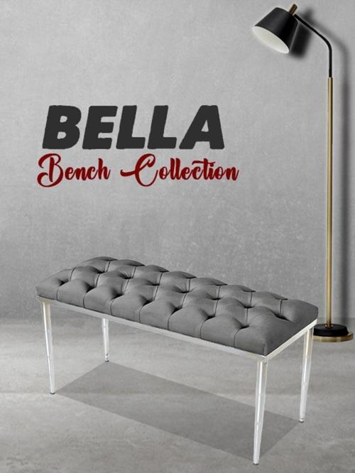 BELLA Silver Bench Kapitoneli Chester Model Puf