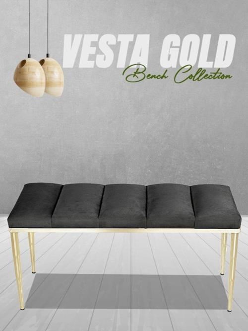 Vesta Gold Puf Dilimli Model Metal Ayaklı Bench