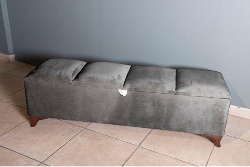 Vetra V2 Gri Sandıklı Puf - Dilimli Model 140cm Sandıklı Bench 40x140 cm