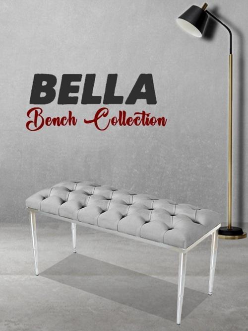 BELLA Silver Bench Kapitoneli Chester Model Puf