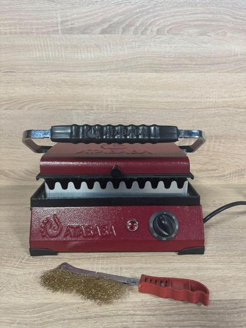 Ultra Plus Organik Demir Döküm Bordo Izgara & Tost Makinesı Izgara Aparatlı,Fırçalı 30X23 Cm Uyumlu