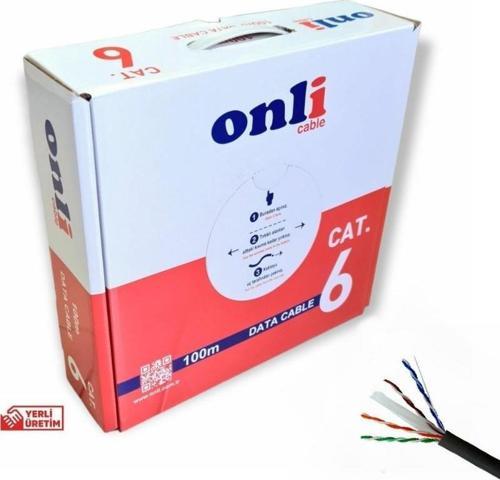Onli 23AWG UTP CAT6 Network Kablosu Siyah 100Mt Yerli Üretim