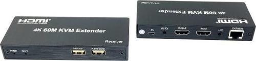 4K 60Metre HDMI+USB+IR To Cat6 KVM Extender