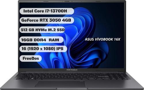 Vivobook 16X K3605VC-N1279- Intel i7-13700H- 16" WUXGA- 16GB - 512GB SSD– RTX 3050- Q İng. Klavye-Dos-1 Yıl Garanti