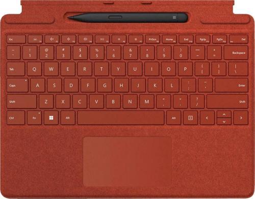 Surface Pro 8, 9 ve Pro X Uyumlu Q US İngilizce Klavye ile Slim Pen 2 – Kırmızı (Klavye+Kalem)