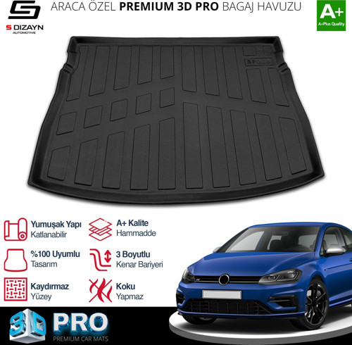 VW Golf 7 3D Pro Bagaj Havuzu Üst Bagaj 2012-2020 A+ Kalite