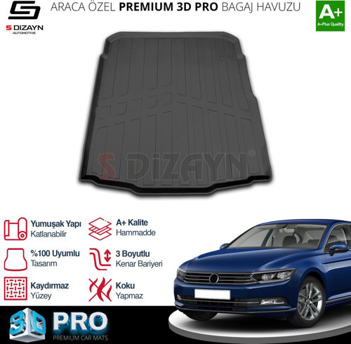 VW Passat B8 3D Pro Bagaj Havuzu 2015-2023 A+ Kalite