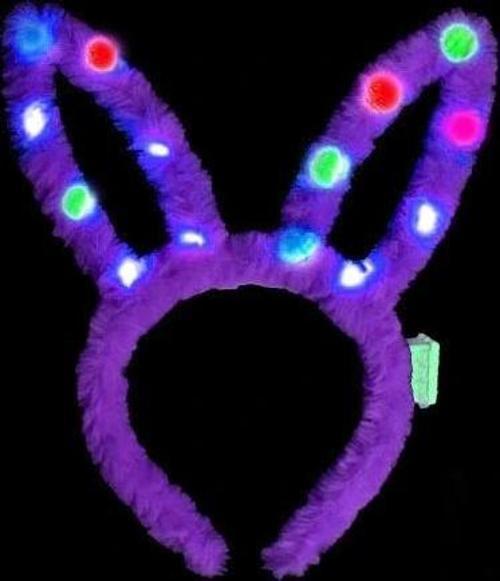 Nessiworld Led Işıklı Peluş Pofuduk Tavşan Kulak Tavşan Taç Lila 17X23 cm