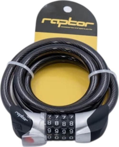 Raptor 12x1200 mm Şifreli Bisiklet Kilidi Işıklı Siyah