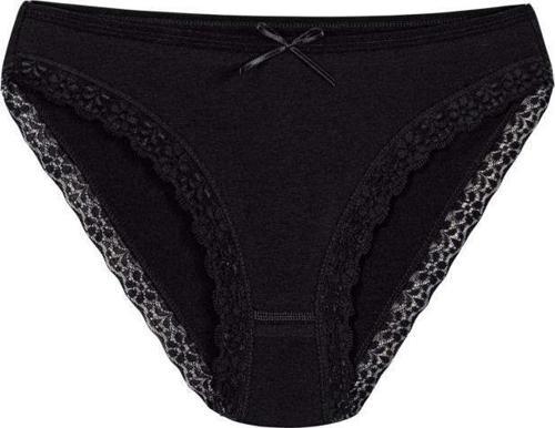 12 Adet Yıldız Bayan Likralı Dantelli Bikini Külot Siyah 3791