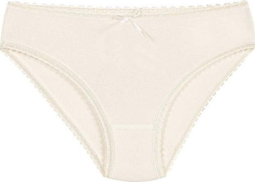 12 Adet Yıldız Bayan Bambu Dantelli Bikini Külot Ekru 3882