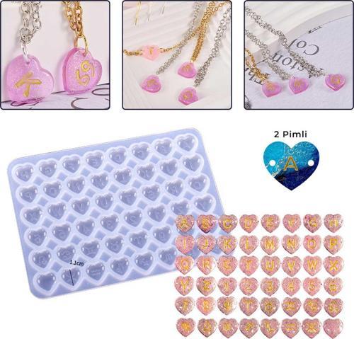 Epoksi Silikon Kalıp Çoklu Kalp Bileklik Kolye Halhal Süsleme Kalıbı 2 (İki) Pimli 1.1 CM
