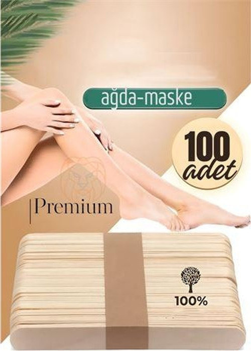 Ağda Spatulası Büyük Ahşap Maske ve Ağda Spatulası 100 Adet