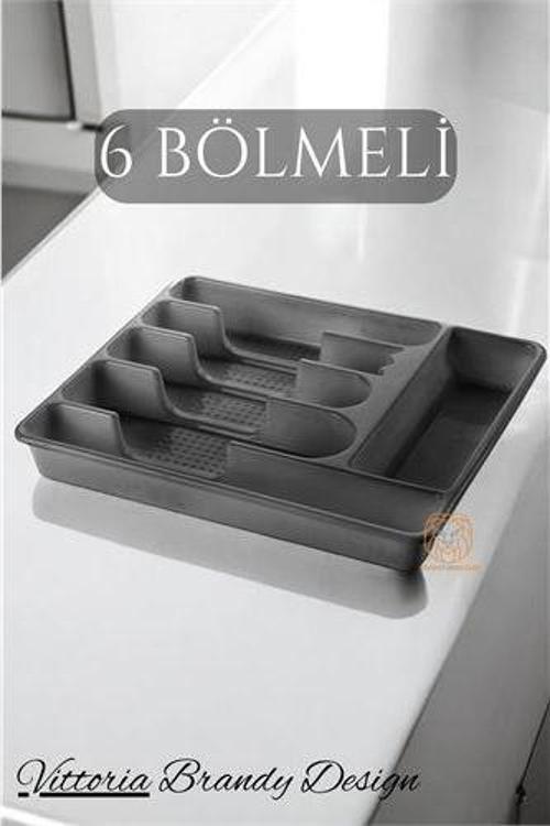 Çekmece İçi Kaşıklık Kepçelik 6 Gözlü GRİ