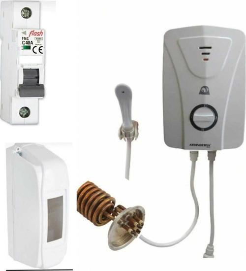 Bakır Rezistanslı Elektrikli Şofben Aydın derya Sigorta Ve Kutus Dahil Paket