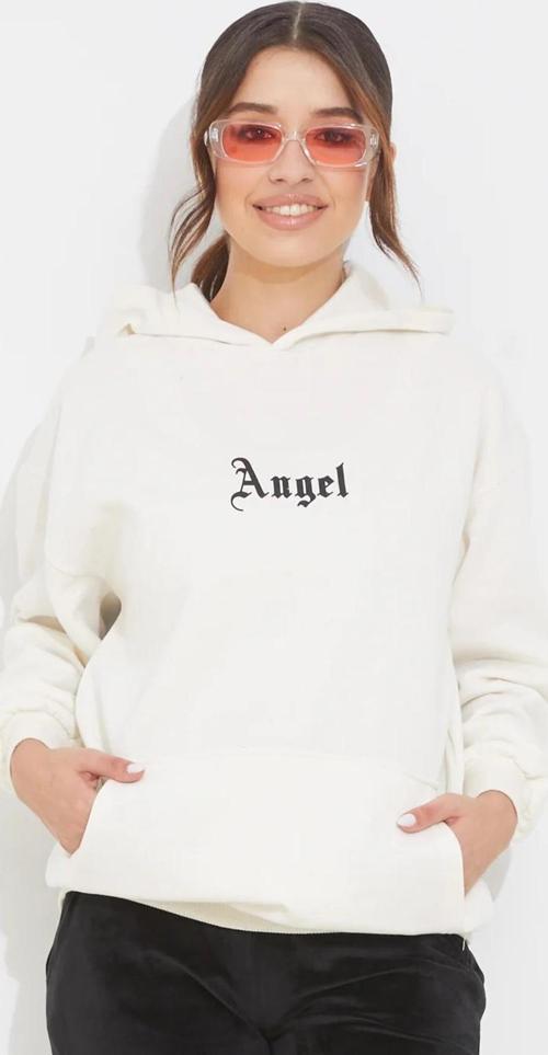Baskılı Kapüşonlu Kadın Sweatshirt Ekru ZN5002
