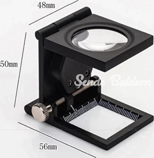28x28 Mm Katlanır Sayaçlı Metal Lüp 2 Led Işıklı Büyüteç Tekstil Th9005a
