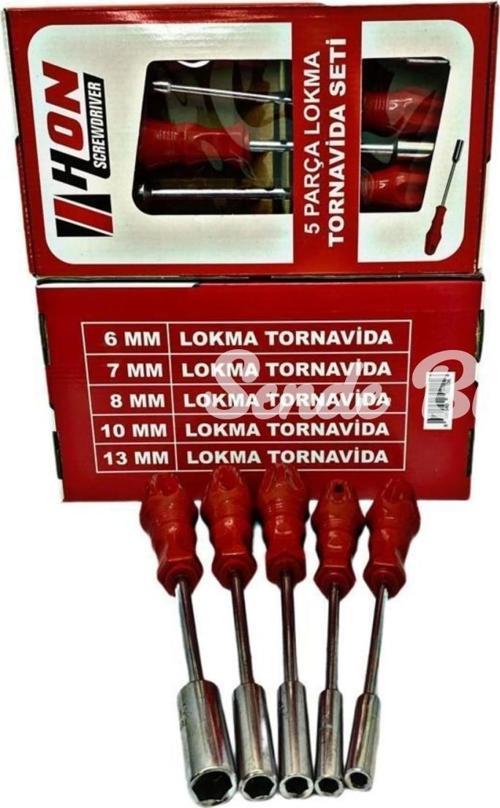 5 Adet Lokma Anahtar Tornavida 6/7/8/10/13/mm Metal Altıgen