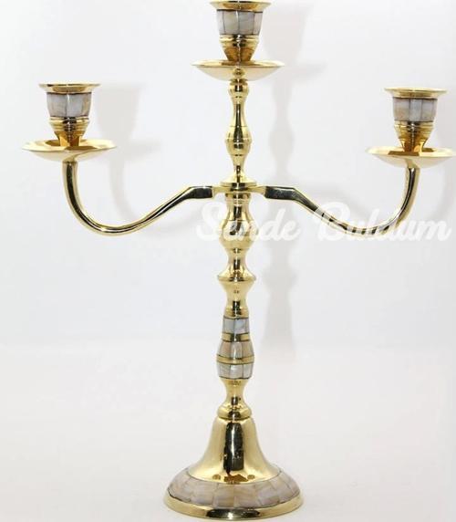 Pirinç Sedefli 3lü Şamdan 19124
