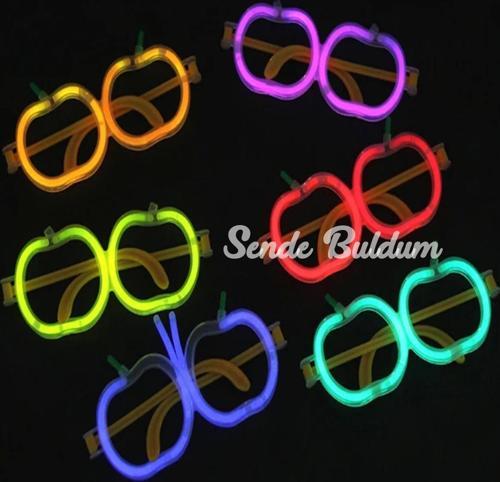 Glow Stick Elma Gözlük  Glow Partisi Gözlüğü  Glow Stick Gözlük 12 Adet