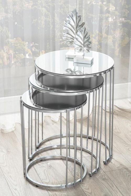 Venüs Gümüş Metal Ayak Zigon Sehpa