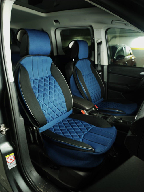 Jeep Compas Lüx Oto Koltuk Minderi Ön Arka 5'li Set ELEGANCE Serisi MAVİ SİYAH