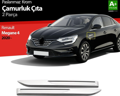 Renault Megane Uyumlu 5 Çamurluk Kromu -2020 Paslanmaz Çelik Parça