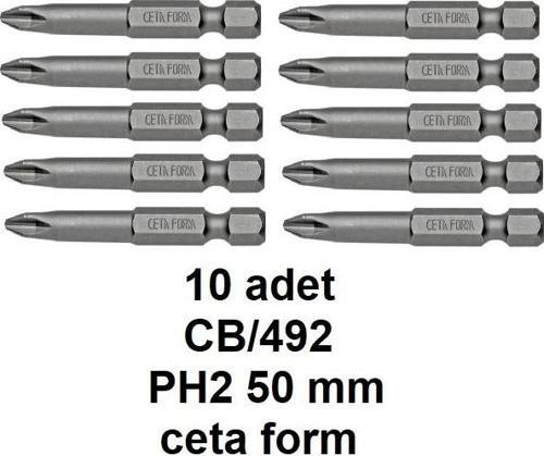 10 adet -- Ceta Form 1/4"" Yıldız Bits Uç CB/492 (PH2 x 50 mm)