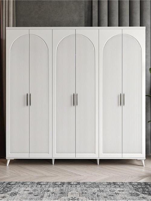 Ücretsiz Montaj -%100 MDF Oslo 6 Kapaklı - Beyaz Gardırop - MDF Dolap - Elbise Dolabı