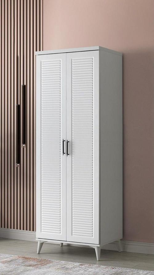 Ücretsiz Montaj Komple Mdf Paris 2 Kapaklı Beyaz Gardırop Elbise Dolabı