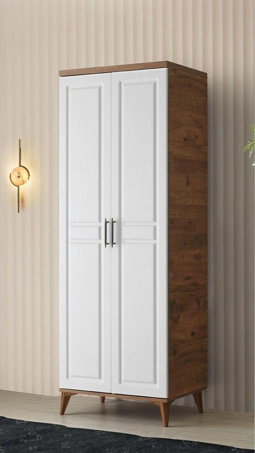 Ücretsiz Montaj Komple Mdf Sport 2 Kapaklı Atlantik Çam/beyaz Gardırop Elbise Dolabı