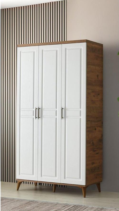 Ücretsiz Montaj  - % 100 MDF Sport 3 Kapaklı Gardırop - MDF Dolap - Elbise Dolabı