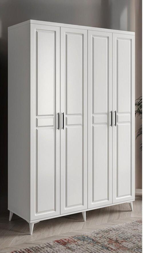Ücretsiz Montaj - %100 MDF Sport 4 Kapaklı Beyaz Gardırop - MDF Dolap - Elbise Dolabı