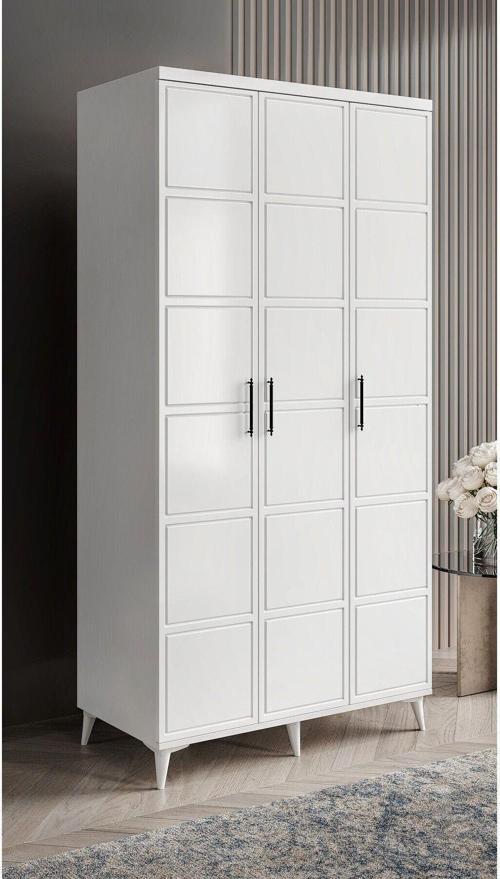 Ücretsiz Montaj Milano 3 Kapaklı Komple Mdf Beyaz Gardırop