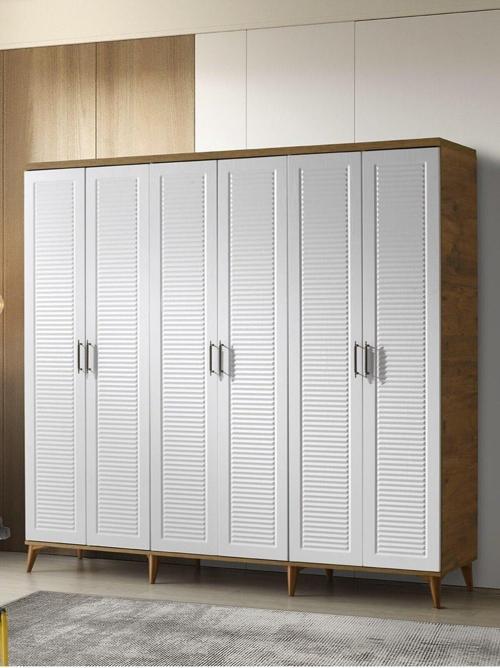 Ücretsiz Montaj Paris 6 Kapaklı Komple Mdf Atlantik Çam-beyaz Gardırop Elbise Dolabı
