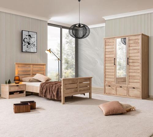 Polo Genç Odası - 3 Kapaklı Dolap, Karyola, Komodin